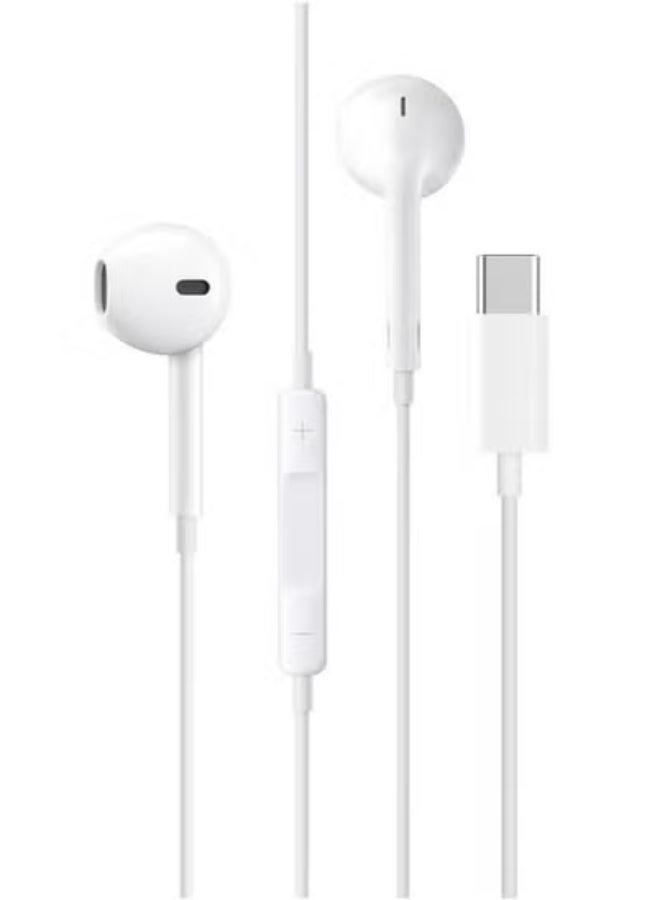 TIGER In-Ear Earphones with Type-C Connector – Melody T+ EA130 Wired Earbuds with 1.2M Cable – Compatible with USB-C Smartphones – Clear Stereo Sound, Comfortable Ergonomic Fit & Tangle-Free Design – Durable White Headphones for Music, Calls & Daily Use - Image 1