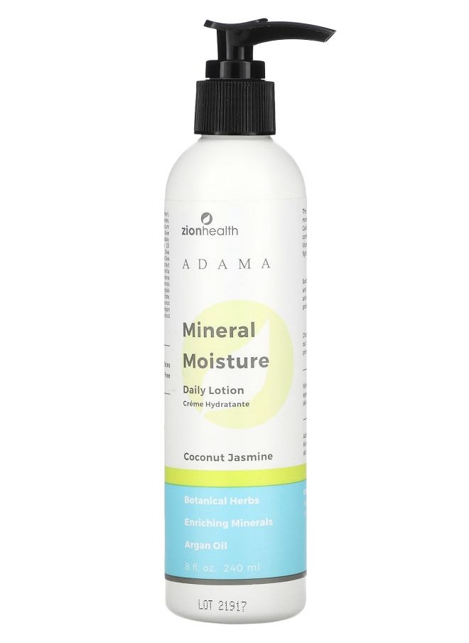 Zion Health Adama Mineral Moisture Daily Lotion Coconut Jasmine 8 fl oz (240 ml) 