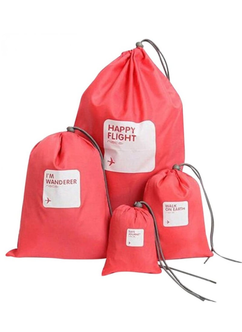 Alissa RED 4pcs/sets Waterproof Drawstring Pouch Storage Bags Travel Shoe Laundry Cosmetic  - Image 1