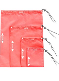 Alissa RED 4pcs/sets Waterproof Drawstring Pouch Storage Bags Travel Shoe Laundry Cosmetic  - Image 4