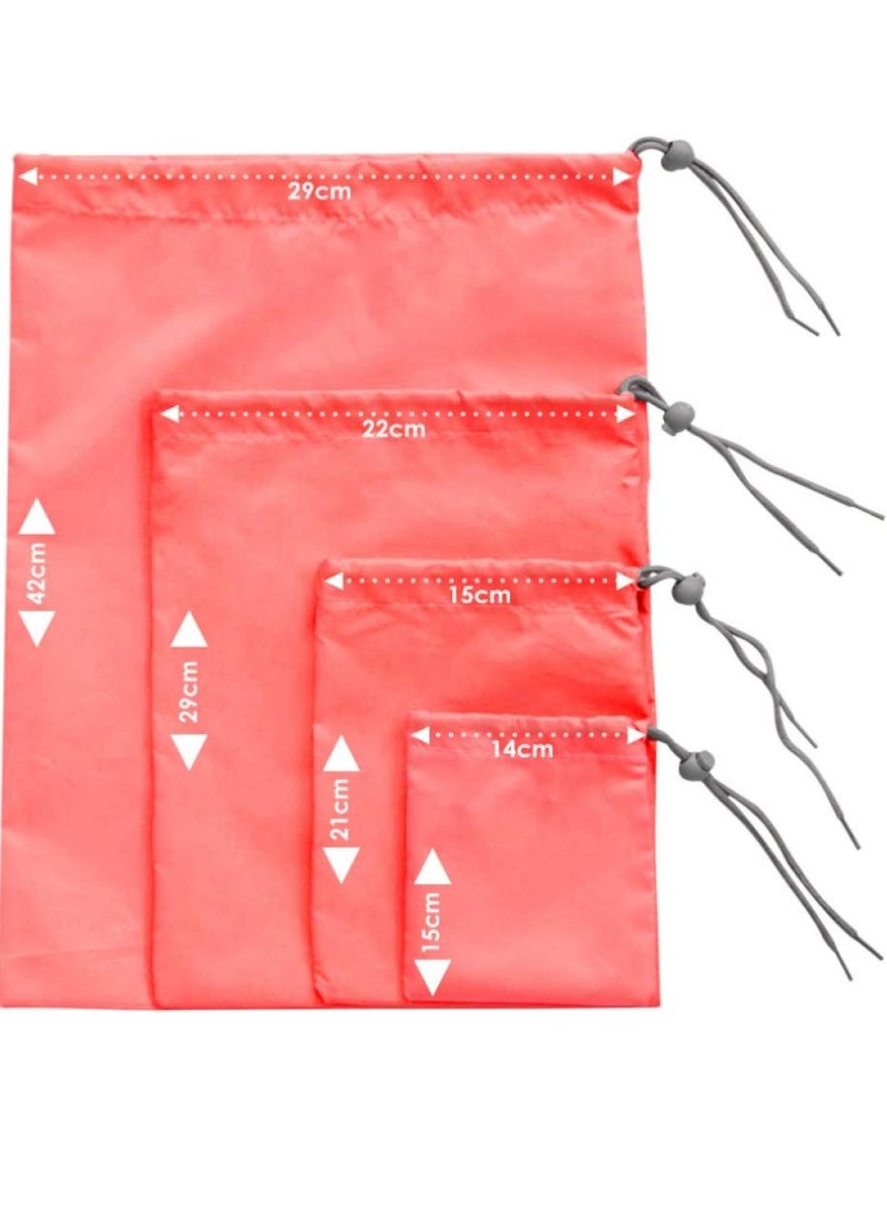 Alissa RED 4pcs/sets Waterproof Drawstring Pouch Storage Bags Travel Shoe Laundry Cosmetic  - Image 4
