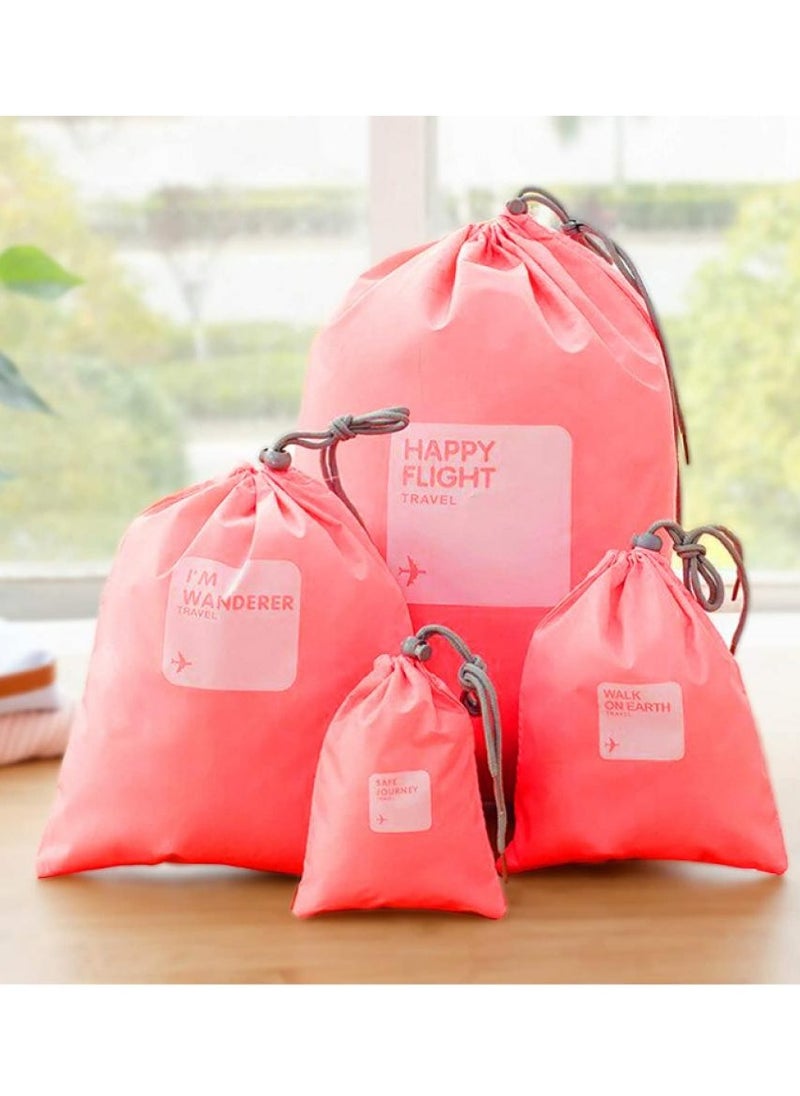 Alissa RED 4pcs/sets Waterproof Drawstring Pouch Storage Bags Travel Shoe Laundry Cosmetic  - Image 5