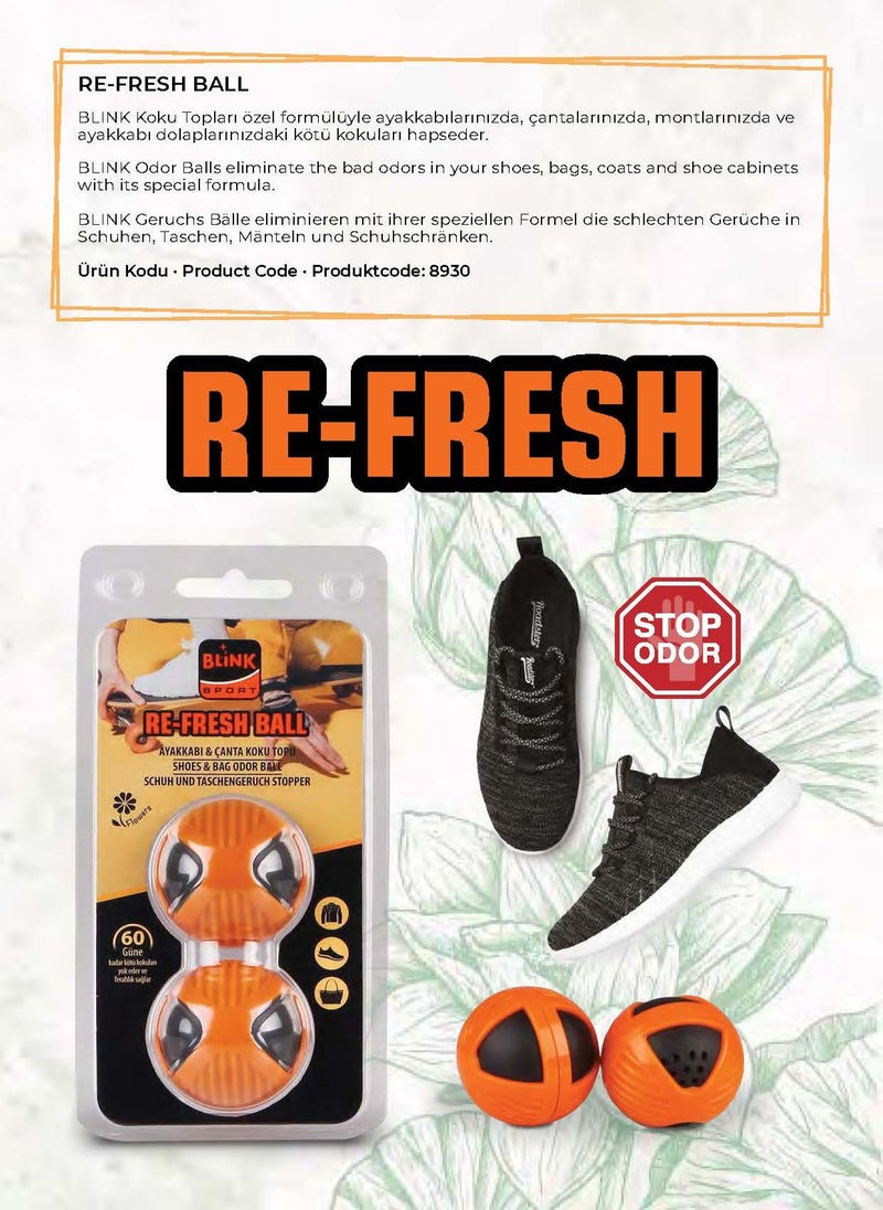 BLINK Sport Re‑Fresh Ball – Shoe & Bag Deodorizer Balls (2‑Pack) – Long‑Lasting Fresh Scent - Image 2