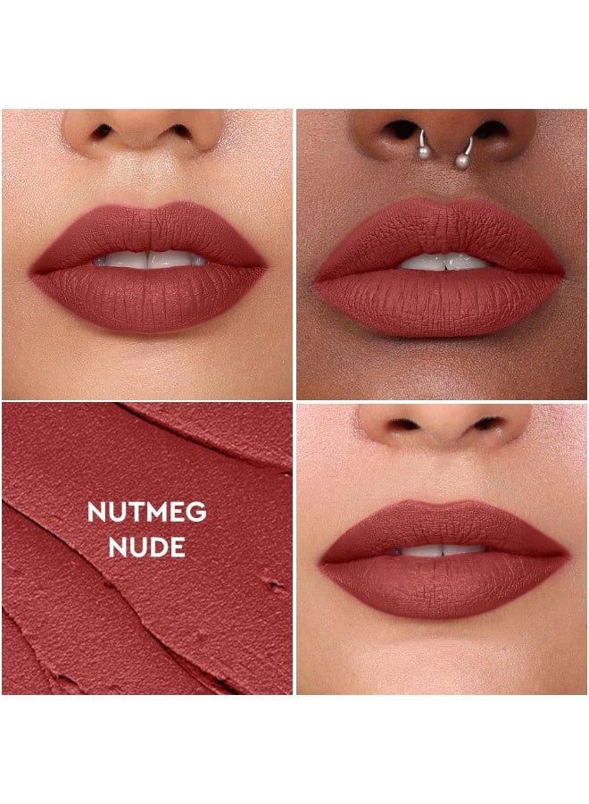 KIRO Airy Matte Liquid Lipstick Nutmeg Nude | Chocolate Brown | Transferproof I Waterproof lipstick Long Lasting I Apricot & Avocado Oil | 100% Vegan | 5ml | No Parabens, No Toxins - Image 3