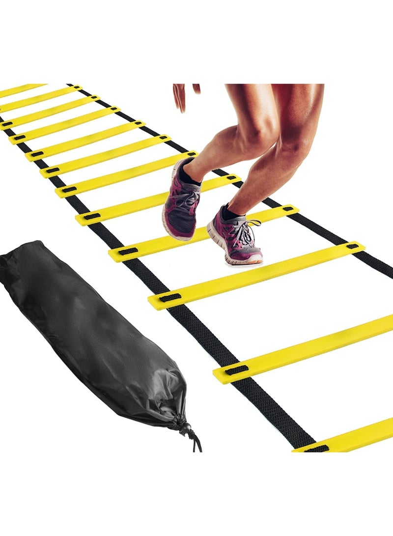 Bukela Agility Ladder 8 Meter Speed Training Ladder with 16 Adjustable Rungs, for Soccer, Football, Sports Training, Includes Heavy Duty Carry Bag Speed Ladder (Multicolor) (Yellow, 4m 10Runs) - Image 1