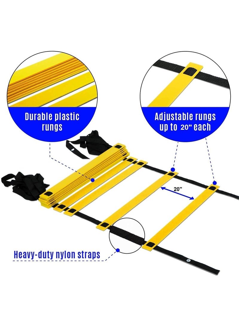 Bukela Agility Ladder 8 Meter Speed Training Ladder with 16 Adjustable Rungs, for Soccer, Football, Sports Training, Includes Heavy Duty Carry Bag Speed Ladder (Multicolor) (Yellow, 4m 10Runs) - Image 3
