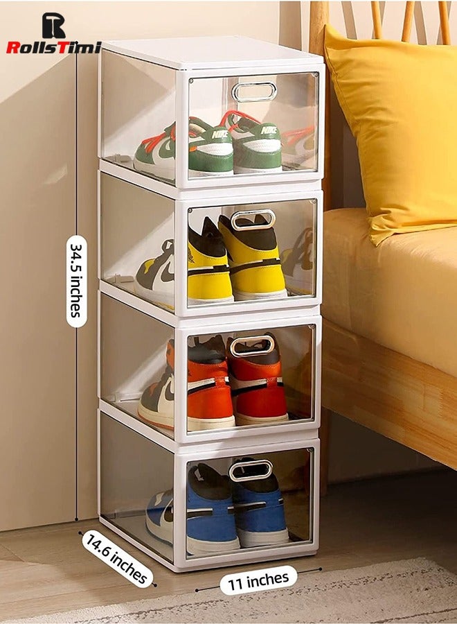 رولستيمي مجموعة من 4 صندوق تخزين أحذية قابل للطي ، 4 طبقات منظم أحذية قابل للتكديس - Image 1