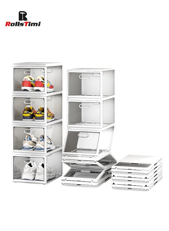 رولستيمي مجموعة من 4 صندوق تخزين أحذية قابل للطي ، 4 طبقات منظم أحذية قابل للتكديس - Image 2