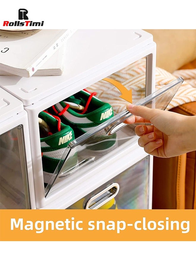 رولستيمي مجموعة من 4 صندوق تخزين أحذية قابل للطي ، 4 طبقات منظم أحذية قابل للتكديس - Image 5