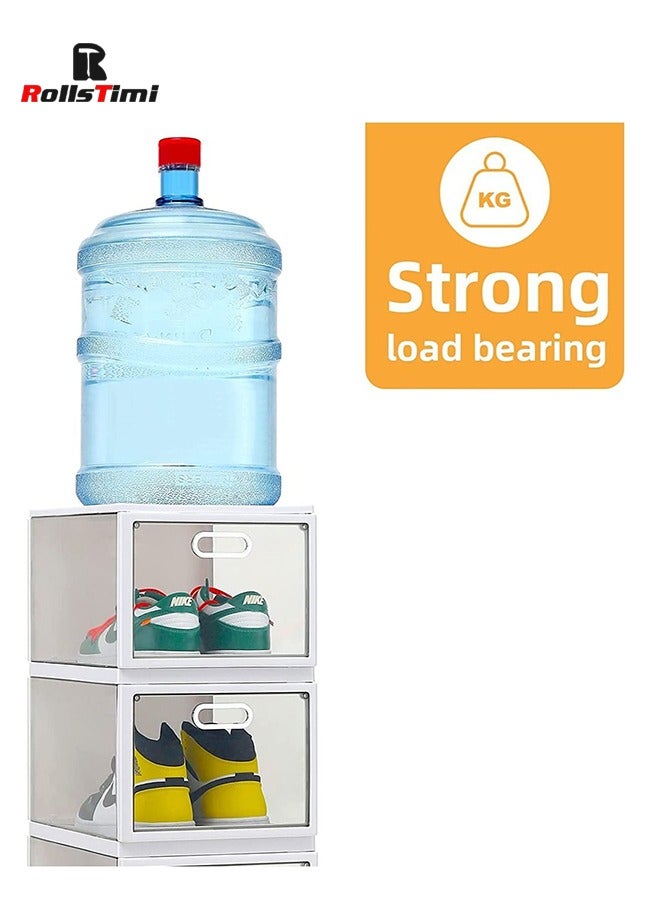 رولستيمي مجموعة من 4 صندوق تخزين أحذية قابل للطي ، 4 طبقات منظم أحذية قابل للتكديس - Image 3