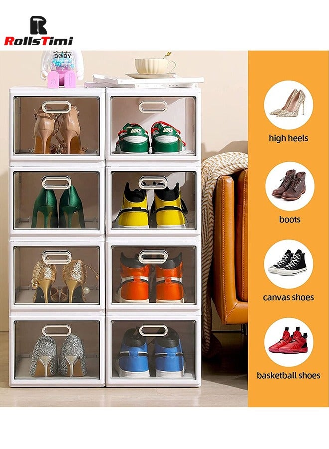 رولستيمي مجموعة من 4 صندوق تخزين أحذية قابل للطي ، 4 طبقات منظم أحذية قابل للتكديس - Image 4