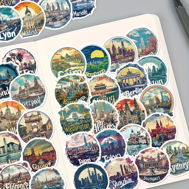 50 Sheets City Scenery Decorative Stickers for Scrapbook Journal Phone Case Laptop Mug - Image 5