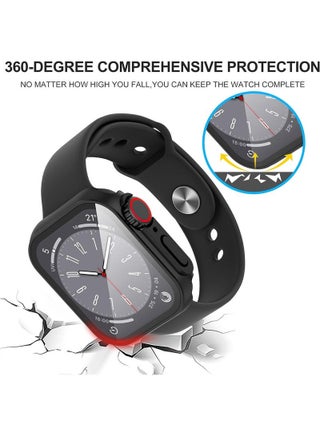 غطاء واقي شاشة لساعة Apple مقاس 44 ملم من البولي كربونات الصلب الأمامي والخلفي لسلسلة iwatch 6/SE (أسود) - view 4