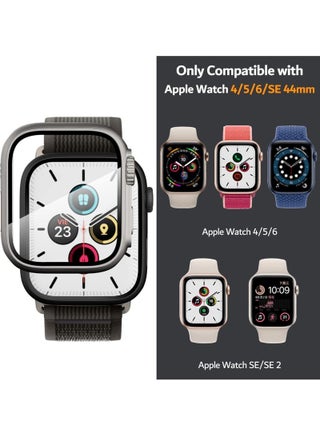 غطاء واقي شاشة لساعة Apple مقاس 44 ملم من البولي كربونات الصلب الأمامي والخلفي لسلسلة iwatch 6/SE (أسود) - view 3