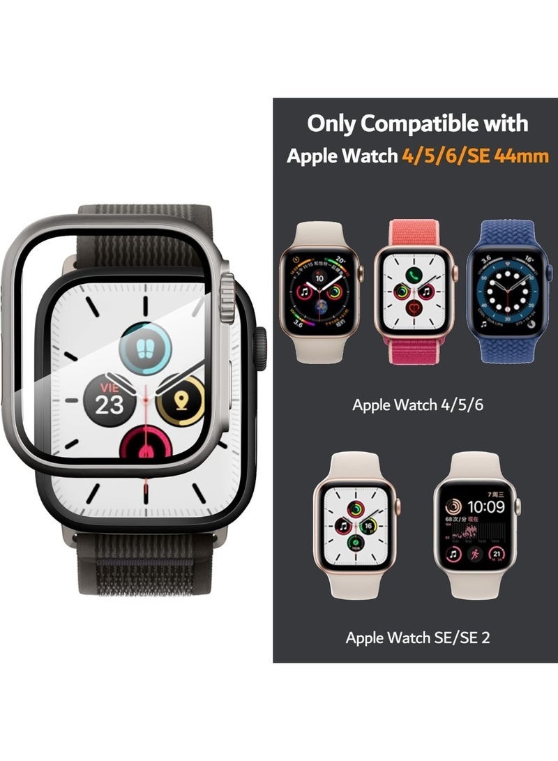 مستقبل نوفا غطاء واقي شاشة لساعة Apple مقاس 44 ملم من البولي كربونات الصلب الأمامي والخلفي لسلسلة iwatch 6/SE (أسود) - Image 3