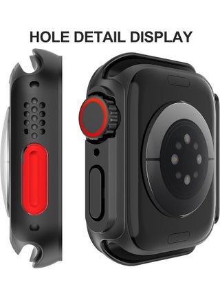 غطاء واقي شاشة لساعة Apple مقاس 44 ملم من البولي كربونات الصلب الأمامي والخلفي لسلسلة iwatch 6/SE (أسود) - view 2