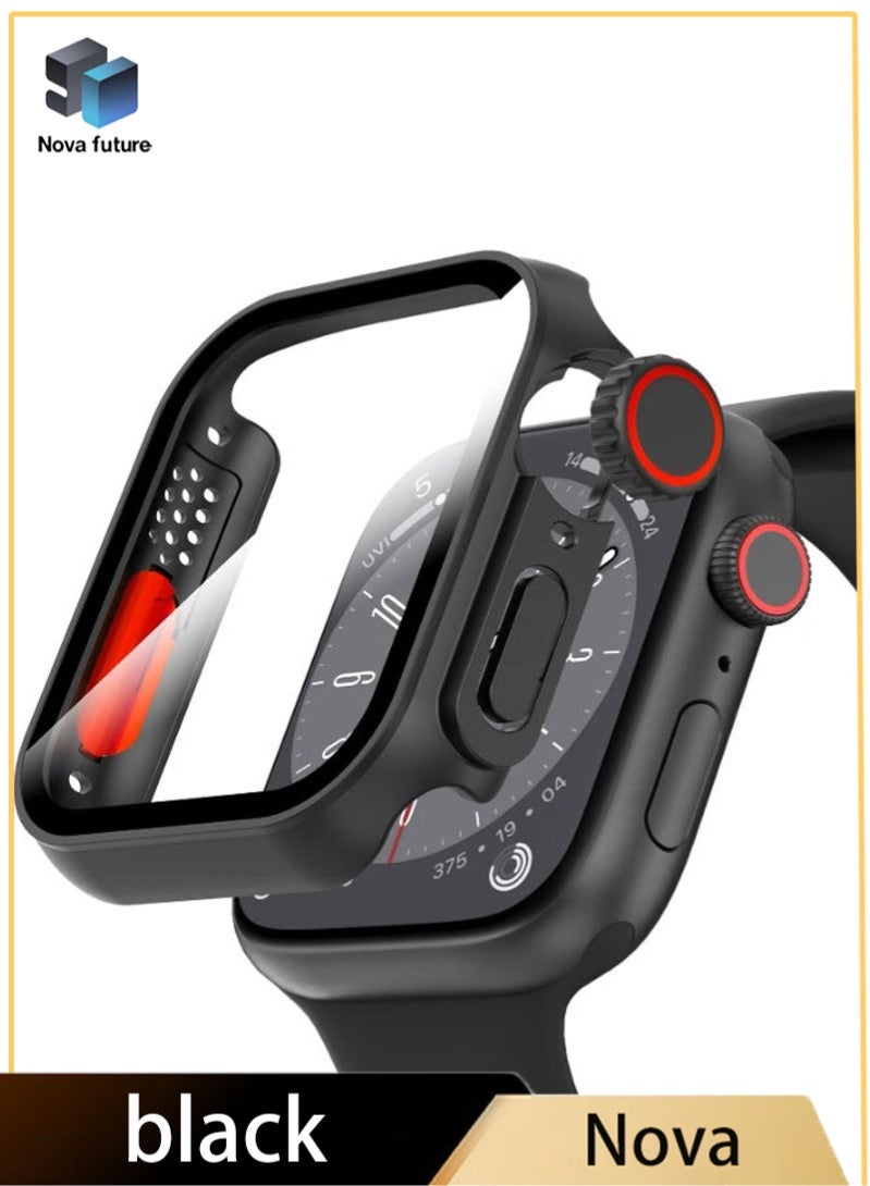 مستقبل نوفا غطاء واقي شاشة لساعة Apple مقاس 44 ملم من البولي كربونات الصلب الأمامي والخلفي لسلسلة iwatch 6/SE (أسود) - Image 1