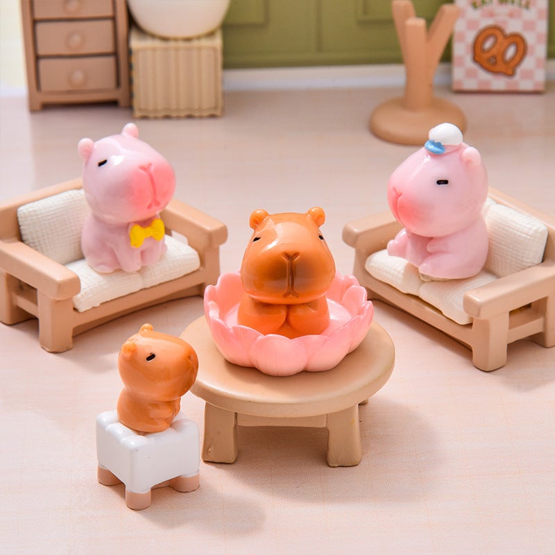 تمثال كابيبارا راتنج لطيف للديكور لبيت الدمى - Image 3