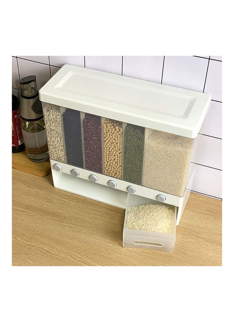 6-Grid Food Dispenser for Dry Food Fruit Storage Box White - Image 4