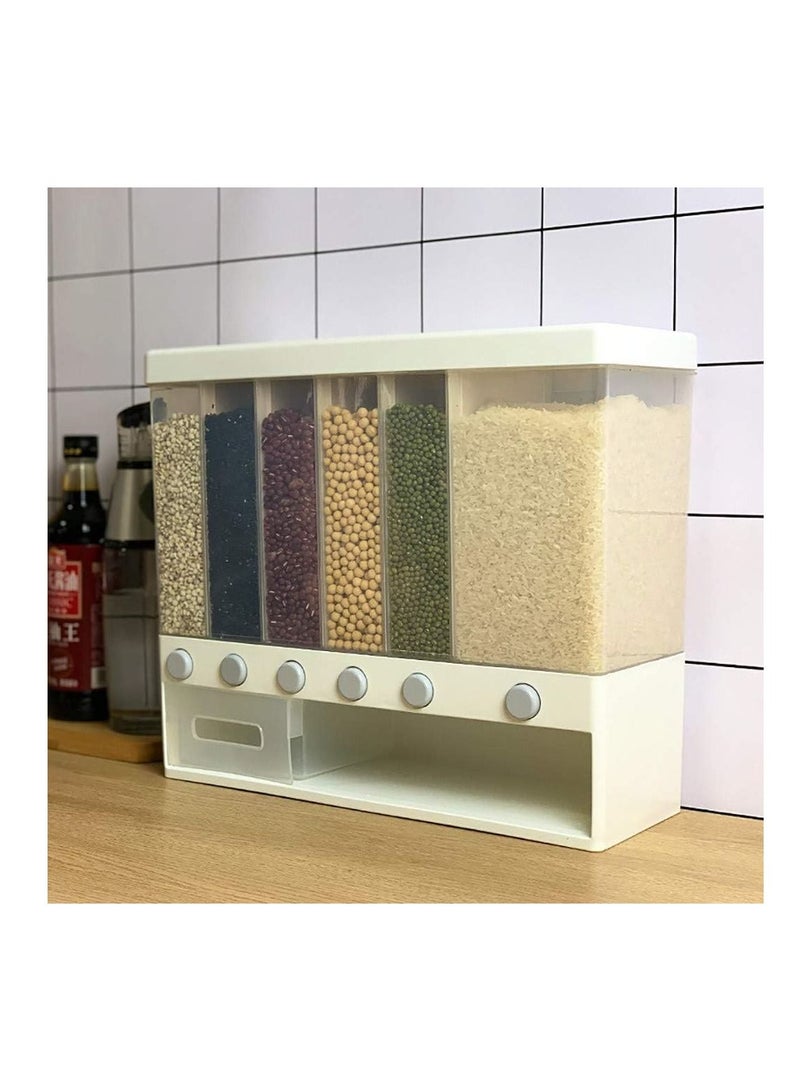 6-Grid Food Dispenser for Dry Food Fruit Storage Box White - Image 3