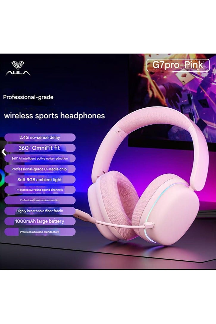 أولا سماعة رأس AULA G7 Pro بلوتوث لاسلكية ثلاثية الأوضاع للألعاب الإلكترونية مع زمن انتقال منخفض وإلغاء ضوضاء ذكي وجودة صوت عالية