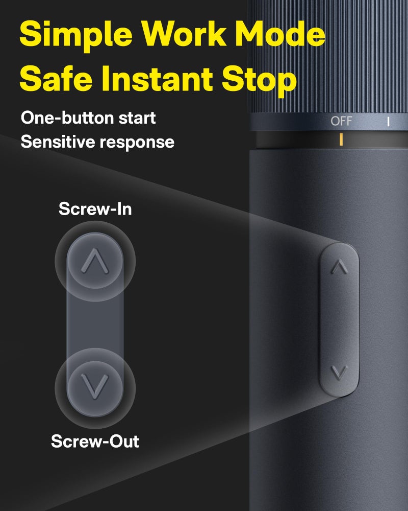 HOTO مفك كهربائي قابل لإعادة الشحن HOTO، مجموعة مفكات لاسلكية 3.6 فولت USB-C، 3 إعدادات عزم، بطارية 1500 مللي أمبير، ضوء LED و 12 رأس معدني S2 لإصلاحات الأثاث/الكهرباء - Image 4