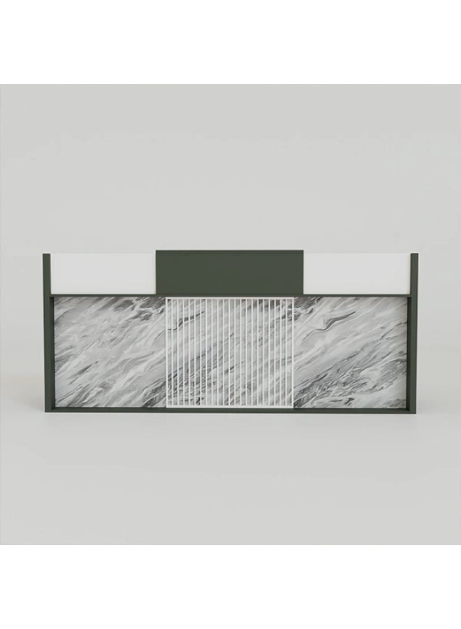 NEO FRONT FURNITURE 2.4 Meter Reception Desk – White & Gray Luxury HDF Front Desk Table for Office Lobby, Reception Area & Entryway (240 x 68 x 105 cm) LM-QT2470A-2.4M - Image 3