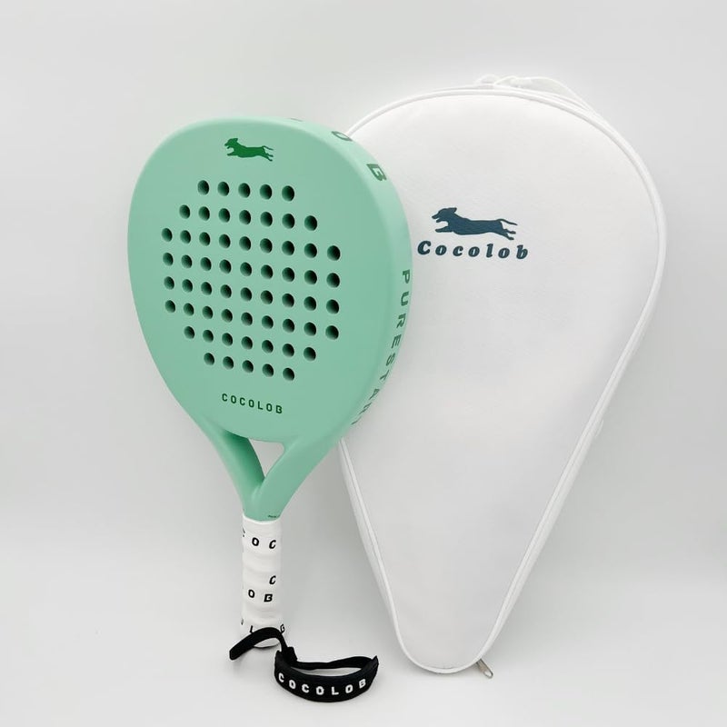 PureStart Padel Racquet Mint - Cover Bag - Head Protector – Carbon Fiber Full Carbon – Soft EVA Core – Round Shape –Paddle Tennis Racket Beginner Intermediate – For Men and Woman - Image 1