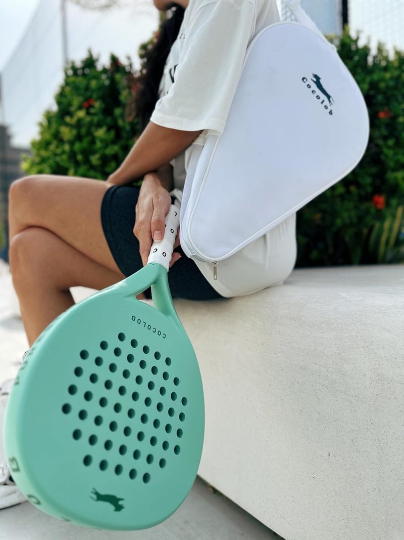 PureStart Padel Racquet Mint - Cover Bag - Head Protector – Carbon Fiber Full Carbon – Soft EVA Core – Round Shape –Paddle Tennis Racket Beginner Intermediate – For Men and Woman - Image 3