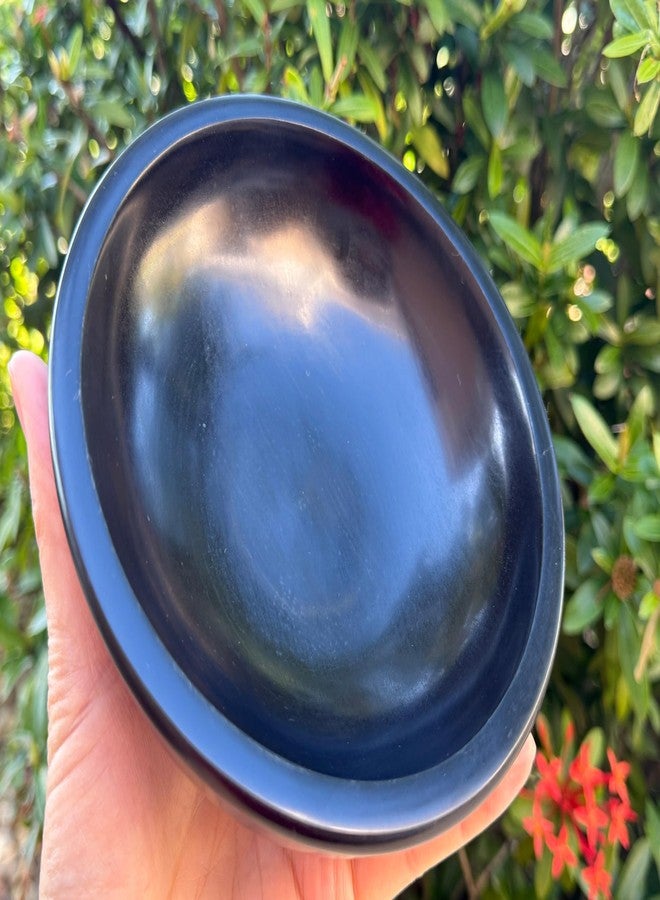 GAF TREASURES Large Black Soapstone Scrying Bowl – 6" Smudge Bowl & Incense Burner | Versatile Black Stone Ritual & Meditation Tool - Image 1