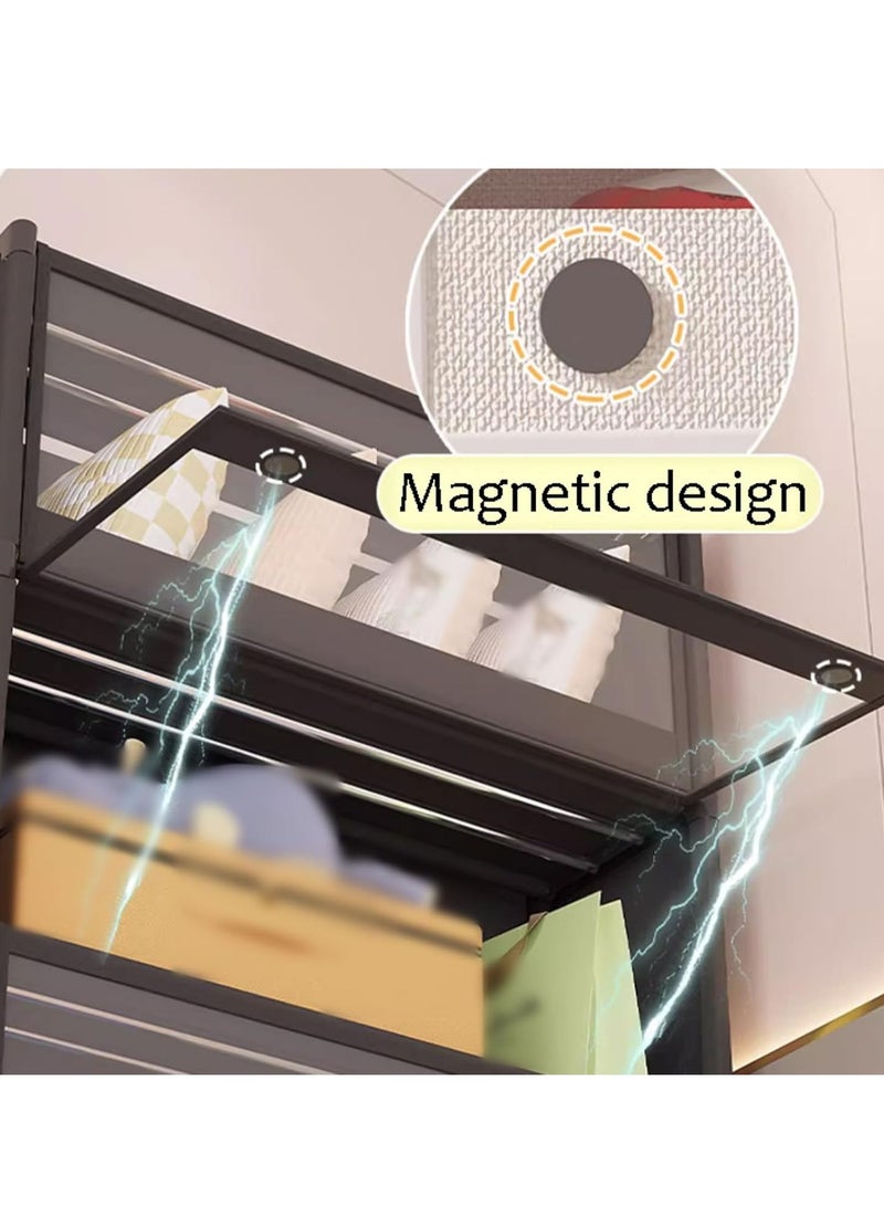 XiuWoo Closet, Simple Cloth Wardrobe Removable Portable Wardrobe Shelves Garment Rack with Magnetic Transparent Dustproof Door for Bedroom Closet Armoire Wardrobe - Image 2
