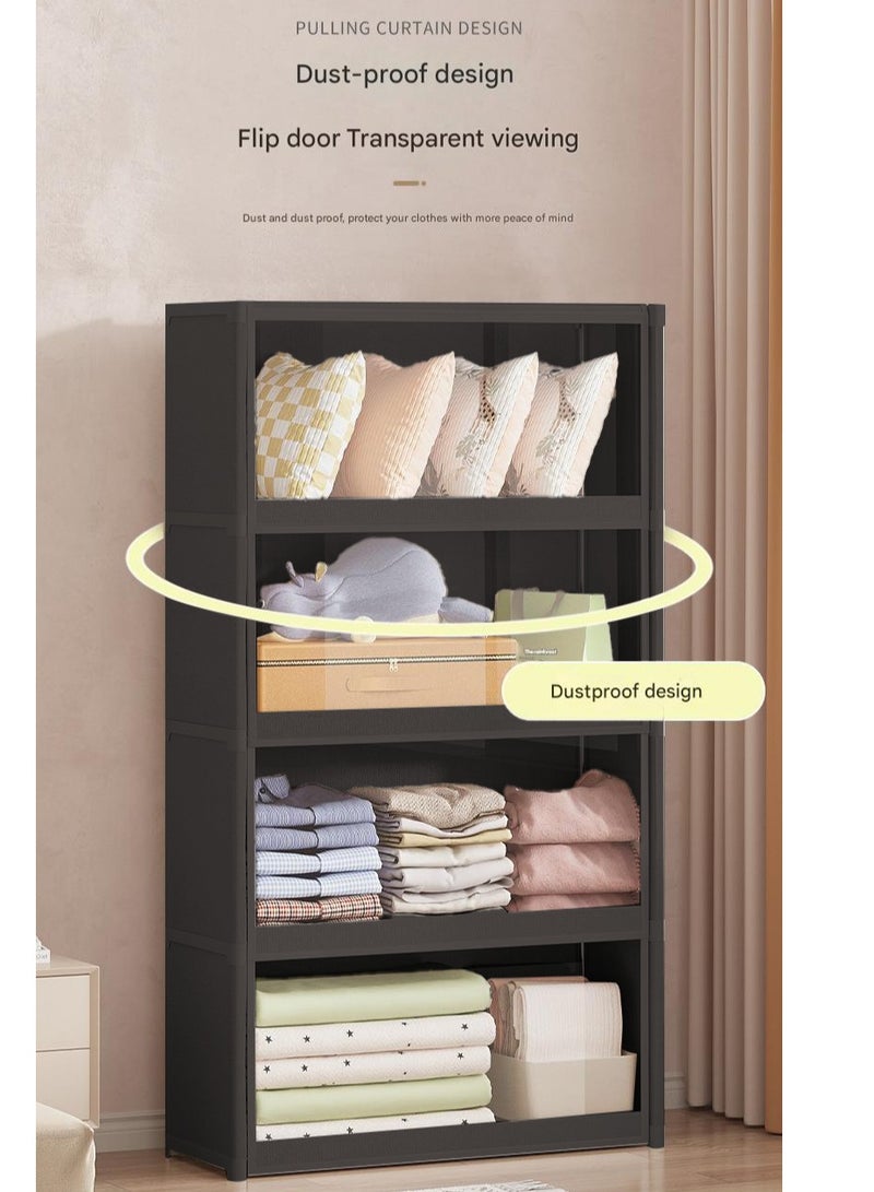 XiuWoo Simple Multifunctional Dustproof Wardrobe Household Dormitory Storage Cabinet with Magnetic Transparent Dustproof Door For Clothes Bag  - Image 3