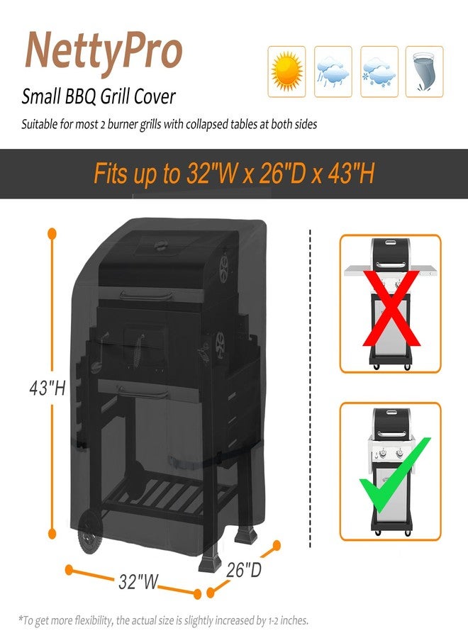 NettyPro BBQ Grill Cover Heavy Duty Waterproof 32 Inch, Fadeproof & UV Resistant, Barbecue Cover for Small Weber, Char-Broil, Brinkmann, Jenn Air, Nexgrill Grills 2 Burner, Black - Image 3