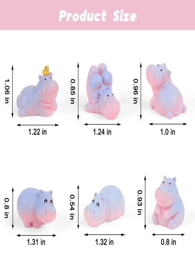 YGMONER Mini Hippopotamus Car Dashboard Figurines Set of 6 Cute 1inch Hippo Car Decorations Kawaii Car Interior Decor Accessories Gifts for Hippo Lover - Image 2