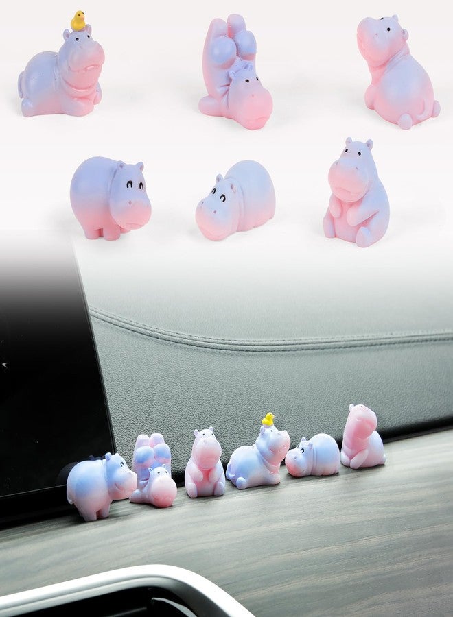 YGMONER Mini Hippopotamus Car Dashboard Figurines Set of 6 Cute 1inch Hippo Car Decorations Kawaii Car Interior Decor Accessories Gifts for Hippo Lover - Image 1