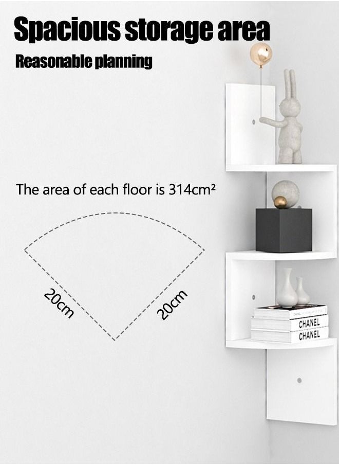 5 Layer Corner Shelf  Wall Mount Corner Shelf Wood Display Storage Shelves Easy to Assemble  for Home Office Decor