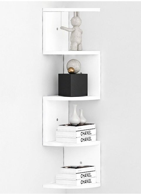 5 Layer Corner Shelf  Wall Mount Corner Shelf Wood Display Storage Shelves Easy to Assemble  for Home Office Decor