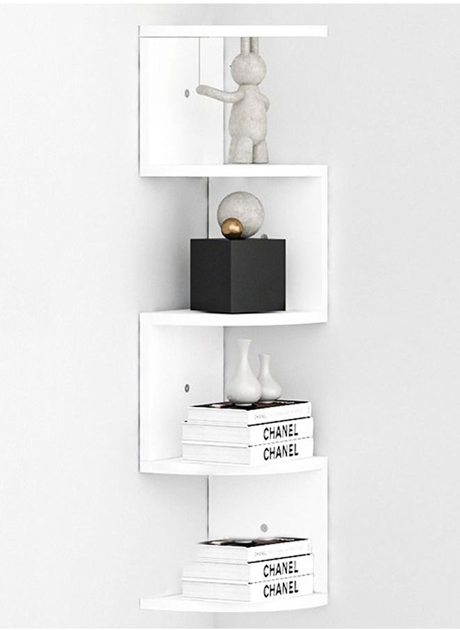 5 Layer Corner Shelf  Wall Mount Corner Shelf Wood Display Storage Shelves Easy to Assemble  for Home Office Decor