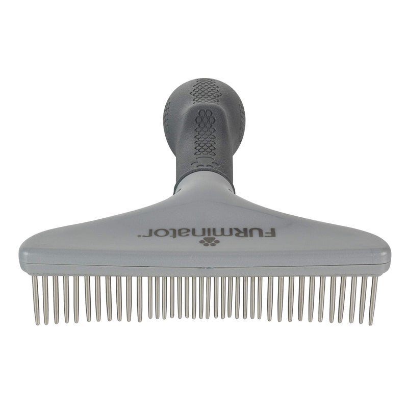 FURminator Dog/Cat Grooming Rake, Grooming Tool, Removes Loose Hair and Tangles, Gray - Image 2