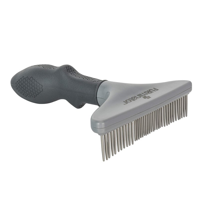 FURminator Dog/Cat Grooming Rake, Grooming Tool, Removes Loose Hair and Tangles, Gray - Image 5