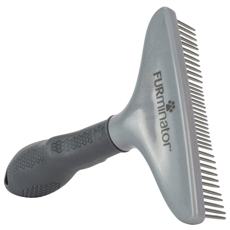 FURminator Dog/Cat Grooming Rake, Grooming Tool, Removes Loose Hair and Tangles, Gray - Image 1