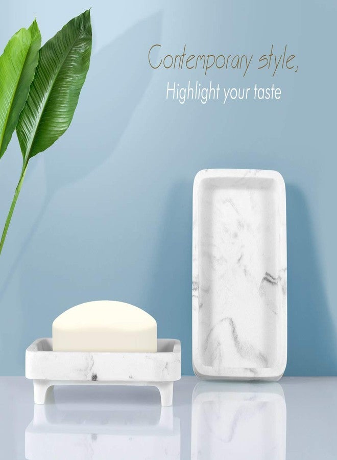 Luxspire Soap Dish Tray, Double Layer Draining Sponge Holder, Detachable Container Box for Bathroom Shower, Kitchen Sink Dish - White Marble - Image 5