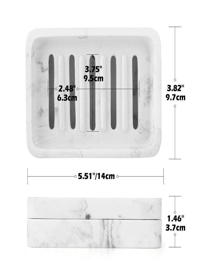 Luxspire Soap Dish Tray, Double Layer Draining Sponge Holder, Detachable Container Box for Bathroom Shower, Kitchen Sink Dish - White Marble - Image 4