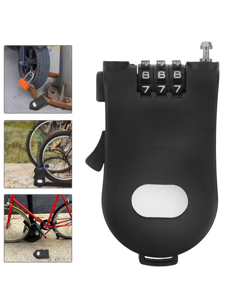 Generic - Multifunctional Durable Steel Wire Retractable Lock with Pull Button and Number Code for Travel Backpack Lock for Trolley, Suitcase, Cabinet, Anti-Theft Code Lock (Black) - Image 1