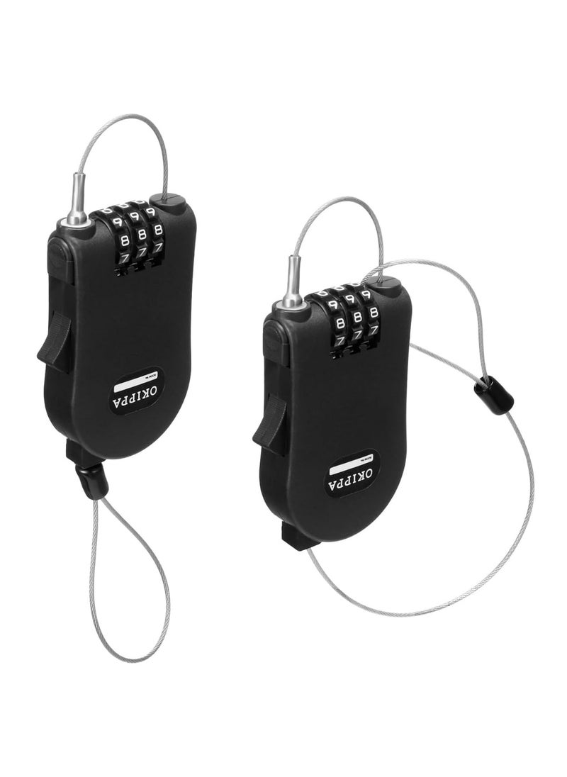 Generic - Multifunctional Durable Steel Wire Retractable Lock with Pull Button and Number Code for Travel Backpack Lock for Trolley, Suitcase, Cabinet, Anti-Theft Code Lock (Black) - Image 1