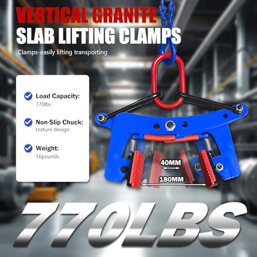 FITHOIST Granite Slab Lifting Clamps, 770LBS Vertical Stone Lifting, 40-180MM Marble Heavy Duty Stone Carrying Clamps - Image 2