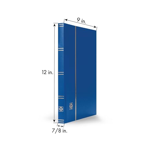 LIGHTHOUSE – “BASIC” Hard Cover Stockbook for Stamps – 32 Black Cardstock 9”x12” (A4) Pages with Clear Strips - Blue - Image 4