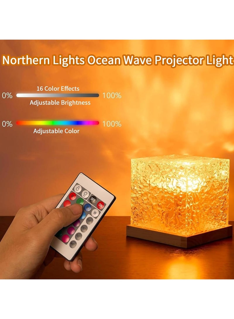 متجر الفرح مصباح عرض أمواج المحيط، مصباح عرض أضواء الشفق القطبي الشمالي، مصباح مائي متدرج الألوان، مصباح عرض أمواج الشفق القطبي مع جهاز تحكم عن بعد لديكور غرفة الفتيات المراهقات - Image 3