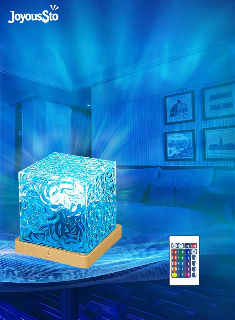 متجر الفرح مصباح عرض أمواج المحيط، مصباح عرض أضواء الشفق القطبي الشمالي، مصباح مائي متدرج الألوان، مصباح عرض أمواج الشفق القطبي مع جهاز تحكم عن بعد لديكور غرفة الفتيات المراهقات - Image 1
