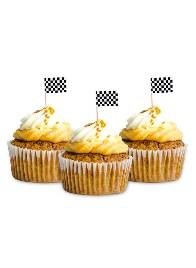 Super Z Outlet 100 Pack Mini Checkered Racing Flag Finish Line Cupcake Toppers Party Decorations Picks Set (2.5 Inches Tall) - Image 3
